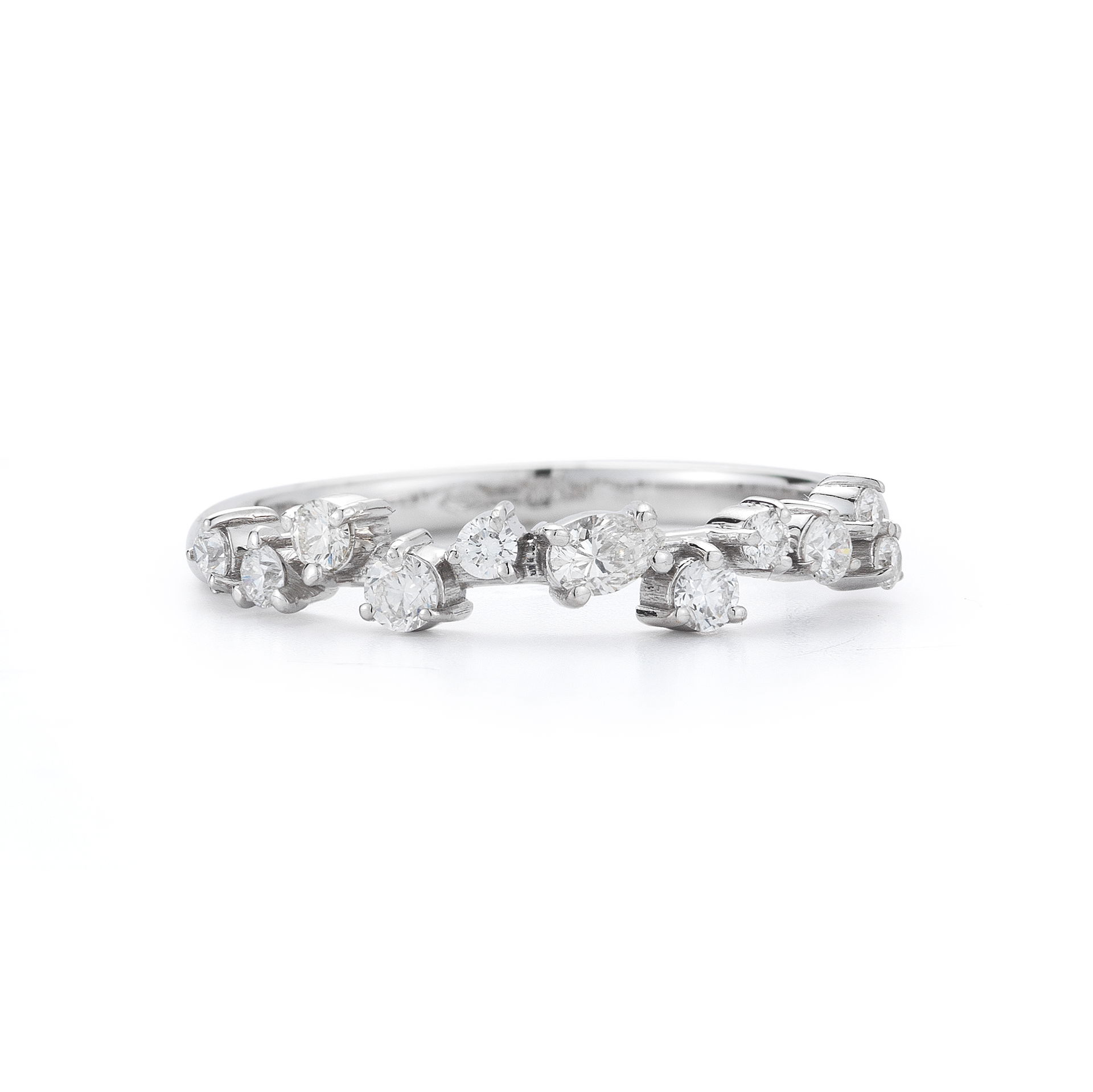 CAREERING STARDUST (18K） 18K WHITE GOLD STARDUST SMALL PAVE DIAMOND & BLUE CERAMIC